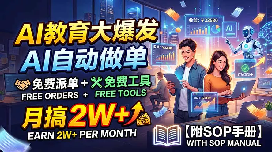 AI教育大爆发，AI自动做单，免费派单+免费工具，月搞2W+【附SOP手册】-179创客网