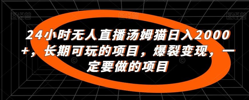 24小时无人直播汤姆猫日入2000+，长期可玩的项目，爆裂变现，一定要做的项目【揭秘】-179创客网