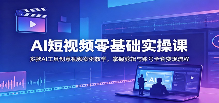 AI短视频零基础实操课：多款AI工具创意视频案例教学，掌握剪辑与账号全套变现流程-179创客网