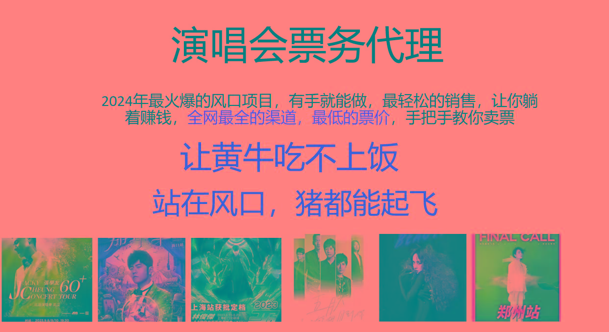 2024年最火爆风口项目，演唱会票务代理，日入2000+，一部手机就能搞定！-179创客网