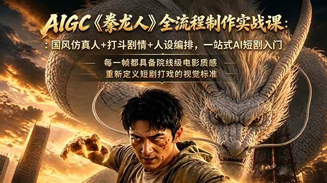 （18849期）AIGC《豢龙人》全流程制作实战课：国风仿真人+打斗剧情+人设编排，一站式AI短剧入门-179创客网