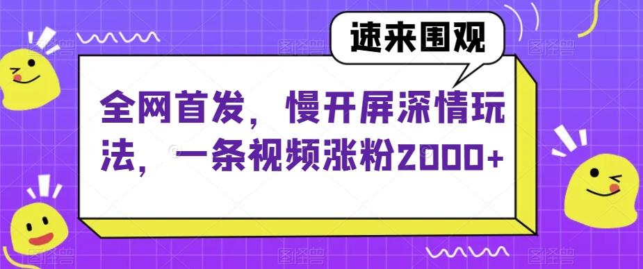 全网首发，慢开屏深情玩法，一条视频涨粉2000+【揭秘】-179创客网