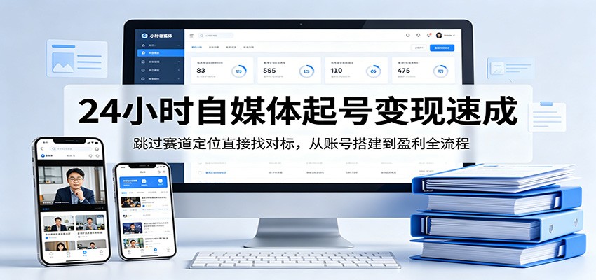 24小时自媒体起号变现速成，跳过赛道定位直接找对标，从账号搭建到盈利全流程-179创客网