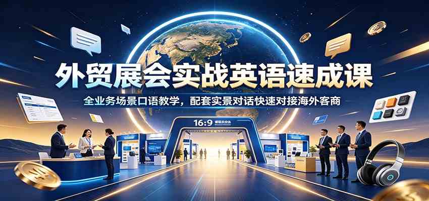 外贸展会实战英语速成课：全业务场景口语教学，配套实景对话快速对接海外客商-179创客网