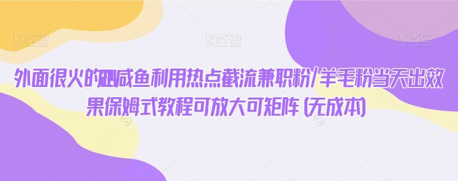 外面很火的2024咸鱼利用热点截流兼职粉/羊毛粉当天出效果保姆式教程可放大可矩阵(无成本)-179创客网