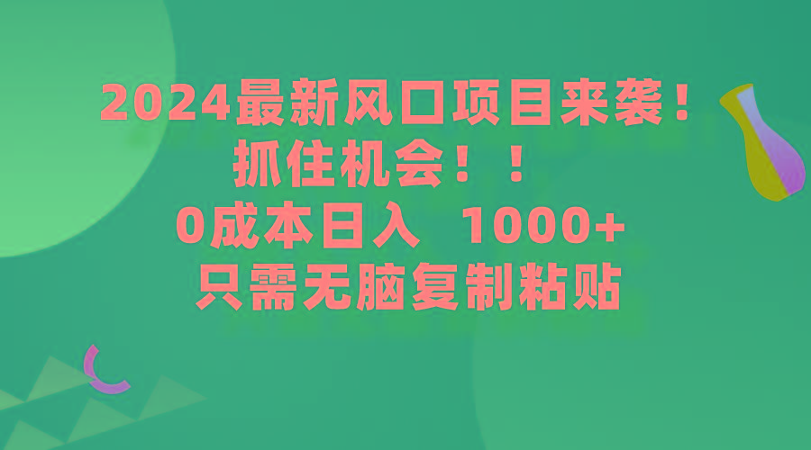 (9899期)2024最新风口项目来袭，抓住机会，0成本一部手机日入1000+，只需无脑复…-179创客网