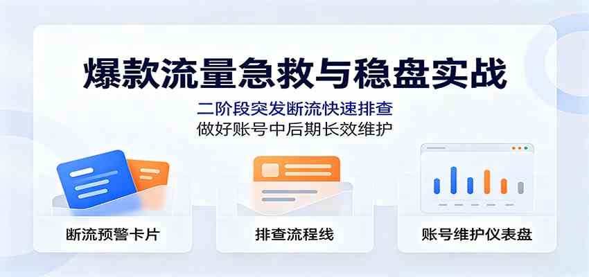爆款流量急救与稳盘实战：二阶段突发断流快速排查，做好账号中后期长效维护-179创客网