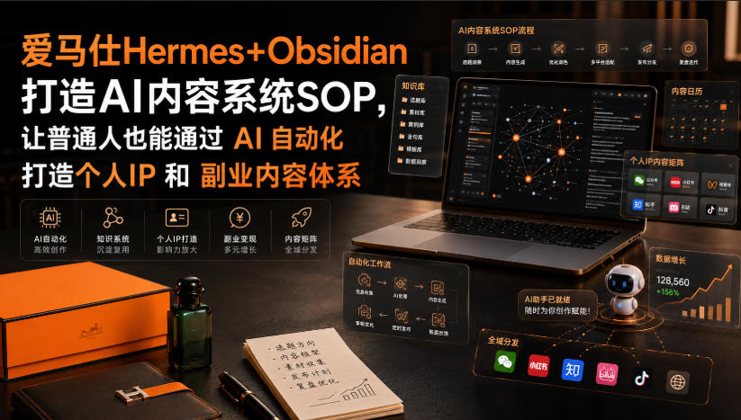 爱马仕Hermes+Obsidian打造AI内容系统SOP，让普通人也能通过 AI 自动化打造个人IP 和 副业内容体系-179创客网