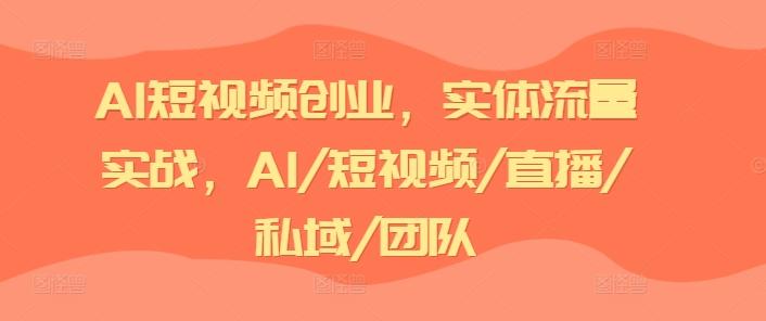 AI短视频创业，实体流量实战，AI/短视频/直播/私域/团队-179创客网