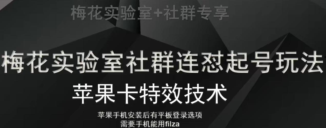 梅花实验室社群视频号连怼起号玩法，最新苹果卡特效技术-179创客网