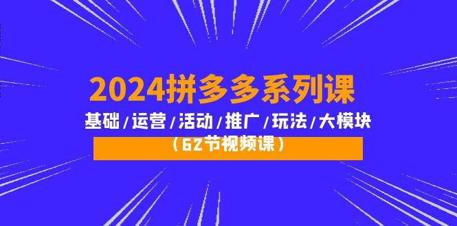 (10019期)2024拼多多系列课：基础/运营/活动/推广/玩法/大模块(62节视频课)-网创资源