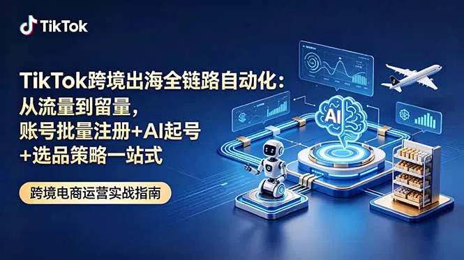 TikTok跨境出海全链路自动化：从流量到留量，账号批量注册+AI起号+选品策略一站式-179创客网