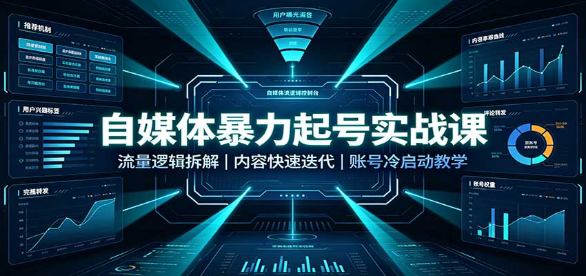 自媒体暴力起号实战课：流量逻辑拆解，内容快速迭代，账号冷启动教学-179创客网