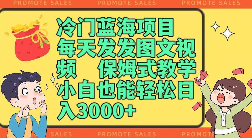 冷门蓝海项目，每天发发图文视频，保姆式教学，小白也能轻松日入3000+-179创客网