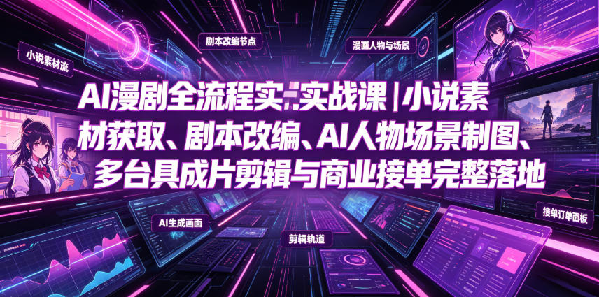 AI漫剧全流程实战课｜小说素材获取、剧本改编、AI人物场景制图、多工具成片剪辑、平台付费变现与商业接单完整落地-179创客网