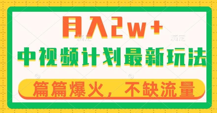 中视频计划全新玩法，月入2w+，收益稳定，几分钟一个作品，小白也可入局【揭秘】-179创客网