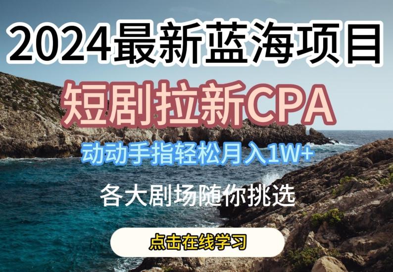 2024最新蓝海项日，短剧拉新CPA，动动手指轻松月入1W，全各大剧场随你挑选【揭秘】-179创客网
