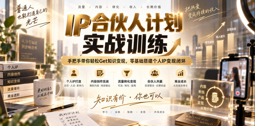 IP合伙人计划实战训练，手把手带你轻松Get知识变现，零基础搭建个人IP变现闭环（更新260908）-179创客网