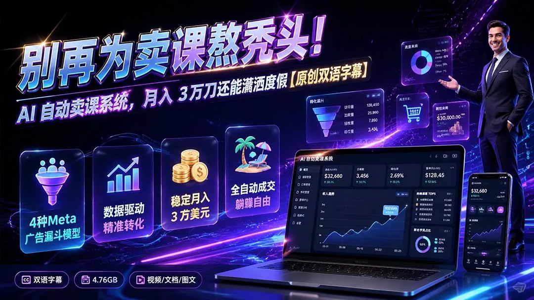 别再为卖课熬秃头！AI 自动卖课系统，月入 3 万刀还能潇洒度假【原创双语字幕】-179创客网