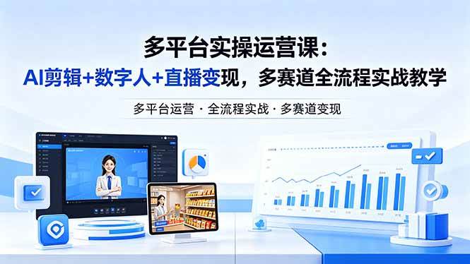 （18257期）某团队多平台实操运营课-更新26年4月29：AI剪辑+数字人+直播变现，多赛道全流程实战教学-179创客网