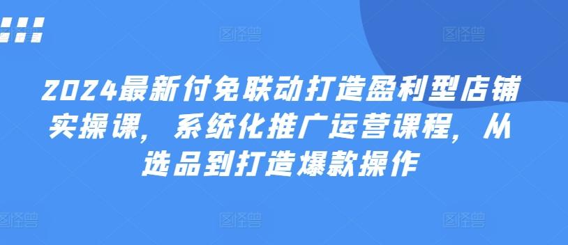 2024最新付免联动打造盈利型店铺实操课，​系统化推广运营课程，从选品到打造爆款操作-179创客网