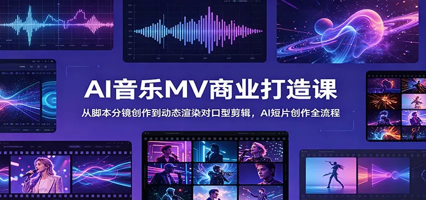 AI音乐MV商业打造课：从脚本分镜创作到动态渲染对口型剪辑，AI短片创作全流程-179创客网