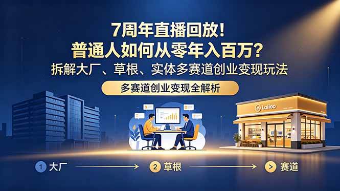 （18894期）7周年直播回放！普通人如何从零年入百万？拆解大厂、草根、实体多赛道创业变现玩法-179创客网