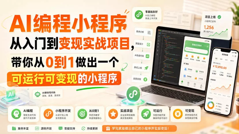 AI编程小程序从入门到变现实战项目，带你从0到1做出一个可运行可变现的小程序-179创客网