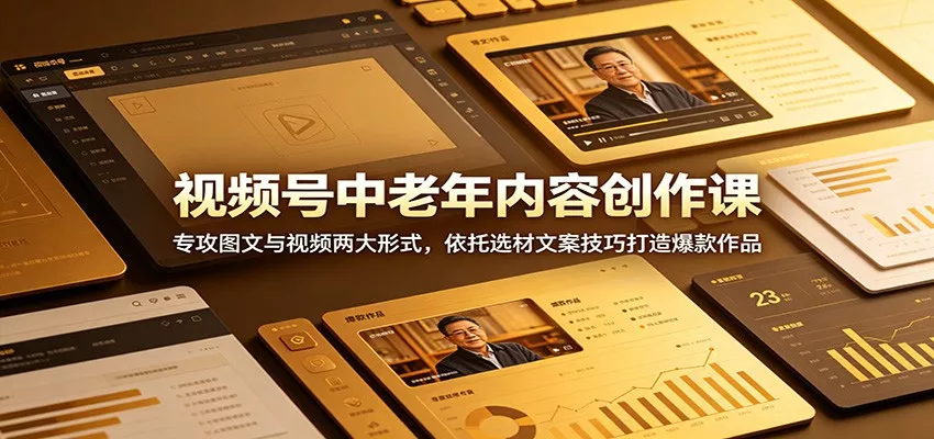 视频号中老年内容创作课：专攻图文与视频两大形式，依托选材文案技巧打造爆款作品-179创客网