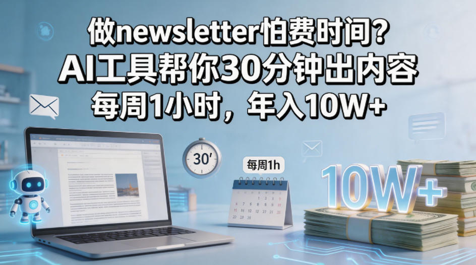 做newsletter怕费时间？AI工具帮你30分钟出内容，每周1小时，年入10W+！【原创双语字幕】-179创客网