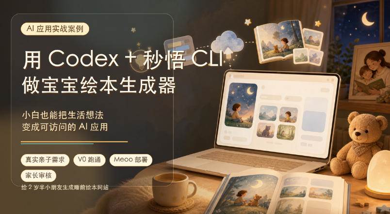（19415期）AI应用实战案例，用Codex+秒悟CLl做宝宝绘本生成器，小白也能把生活想法变成可访问的AI应用-179创客网