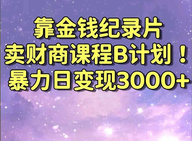 靠金钱纪录片卖财商课程B计划！暴力日变现3000+，喂饭式干货教程！-179创客网