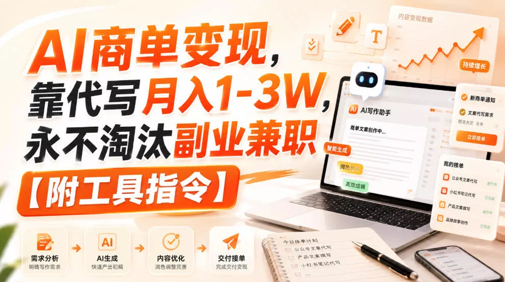 AI商单变现，靠代写月入1-3W，永不淘汰副业兼职【附工具指令】【揭秘】-179创客网