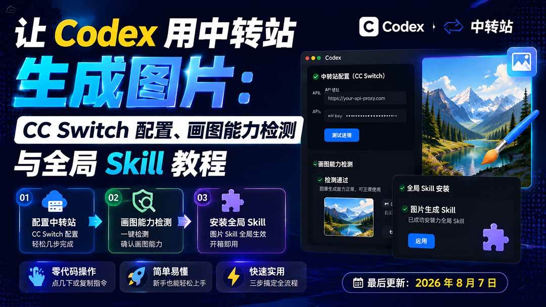（19777期）让 Codex 用中转站生成图片：CC Switch 配置、画图能力检测与全局 Skill 教程-179创客网