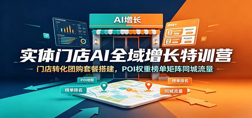 实体门店AI全域增长特训营：门店转化团购套餐搭建，POI权重榜单矩阵同城流量-179创客网