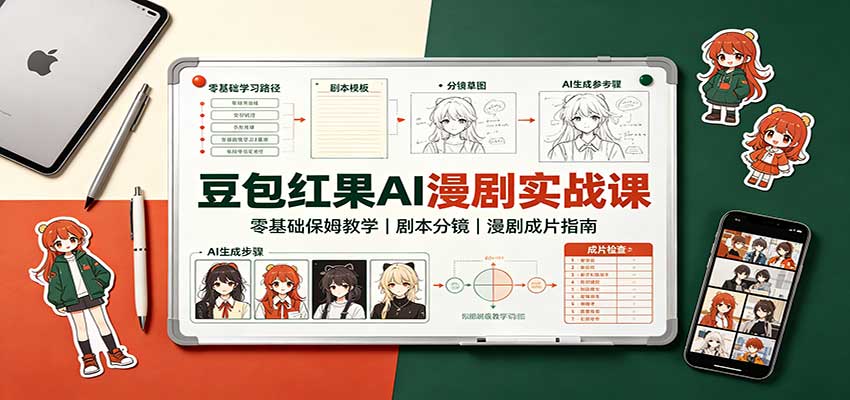 豆包红果AI漫剧实战课：零基础保姆教学，剧本分镜，漫剧成片指南-179创客网