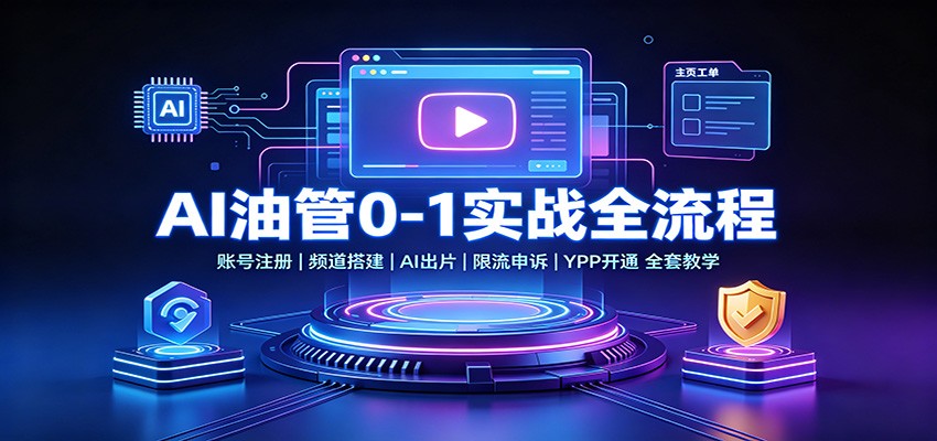 AI油管0-1实战：账号注册频道搭建，AI出片，限流申诉，YPP开通全套教学-179创客网