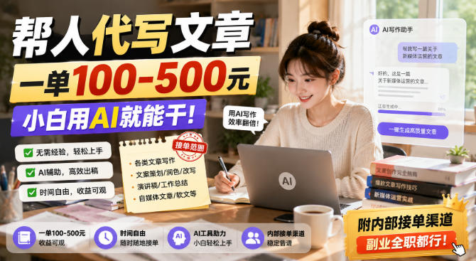 帮人代写文章，一单100-500，小白用AI就能干，附内部接单渠道，副业全职都行【揭秘】-179创客网