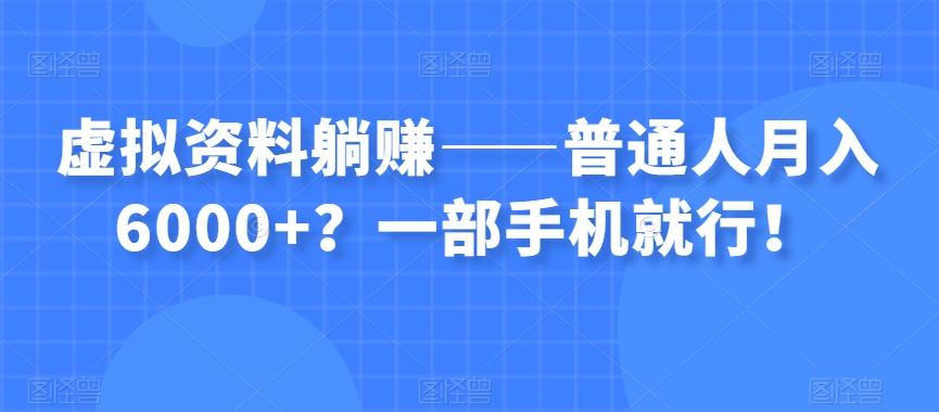 虚拟资料躺赚——普通人月入6000+？一部手机就行！-179创客网