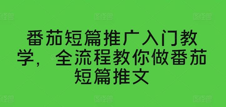 番茄短篇推广入门教学，全流程教你做番茄短篇推文-179创客网