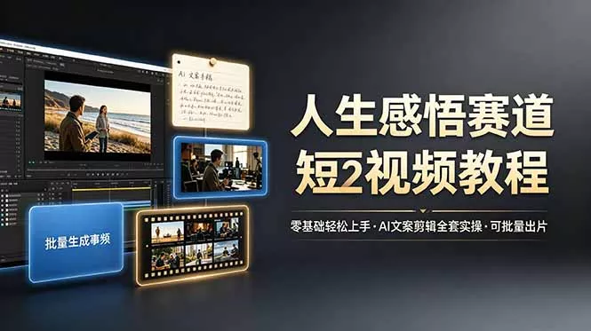 人生感悟赛道短视频教程，零基础轻松上手，AI文案剪辑全套实操可批量出片-179创客网