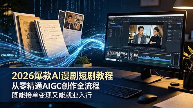 （18980期）2026 爆款 AI 漫剧短剧教程 从零精通 AIGC 创作全流程 既能接单变现又能就业入行-179创客网