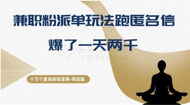 十万个富翁修炼宝典之6.兼职粉派单玩法跑匿名信，爆了一天两千-179创客网