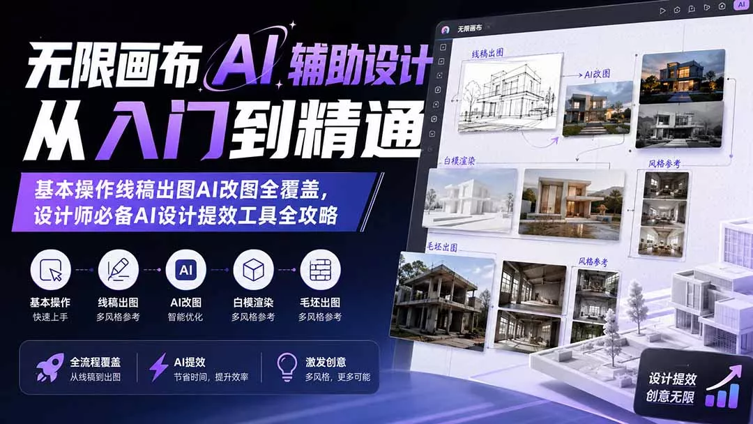 无限画布AI辅助设计从入门到精通；基本操作线稿出图AI改图全覆盖，设计师必备AI设计提效工具全攻略-179创客网