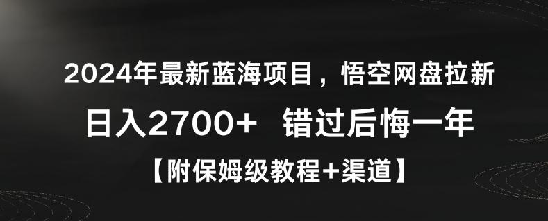 2024年最新蓝海项目，悟空网盘拉新，日入2700+错过后悔一年【附保姆级教程+渠道】【揭秘】-179创客网