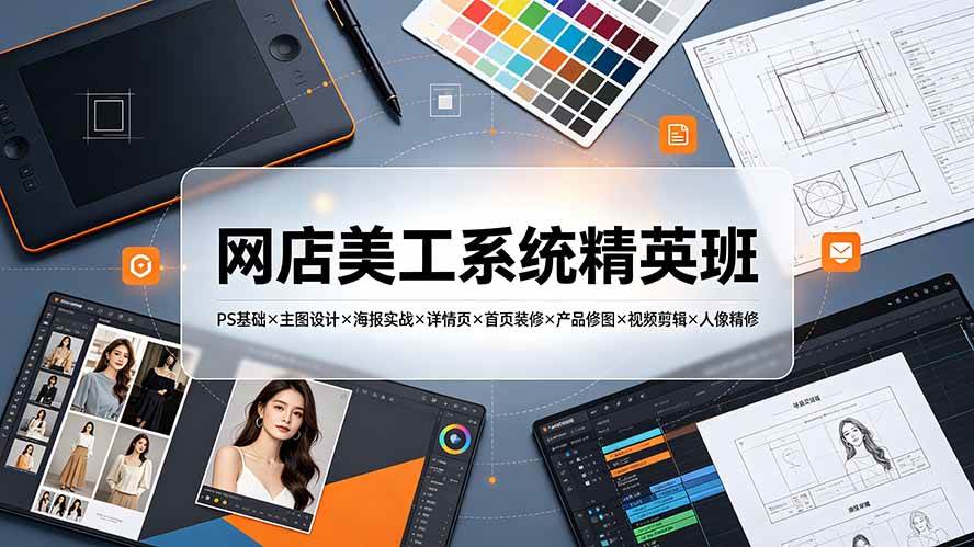 （19435期）网店美工系统精英班-7月：PS基础×主图设计×海报实战×详情页×首页装修×产品修图×视频剪辑×人像精修。-179创客网