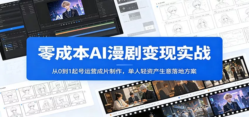 零成本AI漫剧变现实战：从0到1起号运营成片制作，单人轻资产生意落地方案-179创客网
