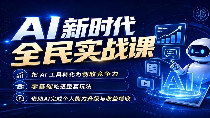 （19519期）AI新时代全民实战课，把 AI 工具转化为创收竞争力，零基础吃透整套玩法，借助AI完成个人能力升级与收益增收。-179创客网