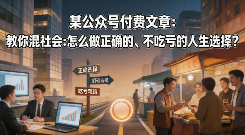 某公众号付费文章：教你混社会：怎么做正确的、不吃亏的人生选择？-179创客网