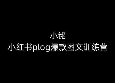 小铭-小红书plog爆款图文训练营，教你从0-1做小红书-179创客网
